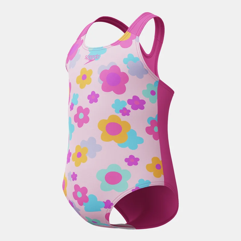 speedo Pink Kids' Printed One-Piece Swimsuit  | Best Price UAE